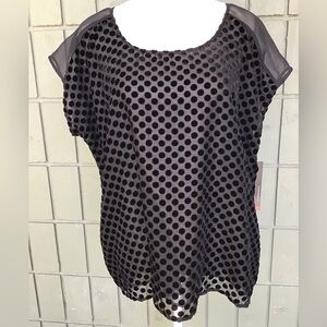 NWT, Rafaella black sheer top with lining and cap sleeves- Size XL